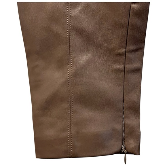 Zara Taupe Faux Leather High Rise Straight Leggings Size XSmall - Picture 6 of 13